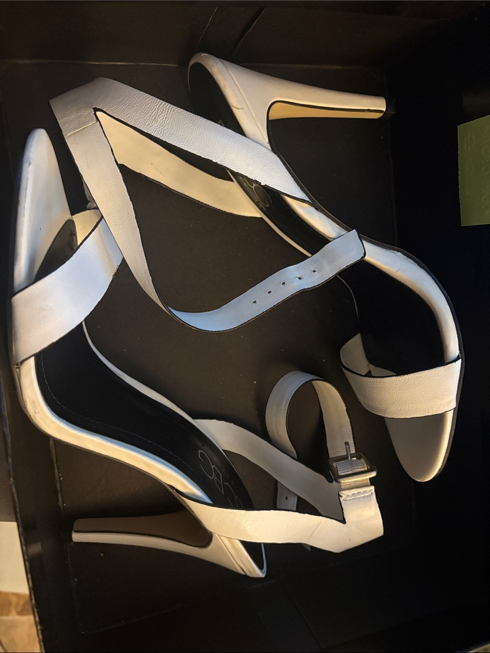 BCBG Paris White Strappy Stiletto Heels